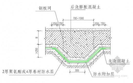 地下室底板后浇带细部构造做法
