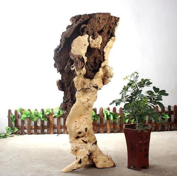 宜居品阁/天然根雕木雕/大叶瓜树瘤根艺摆件 花架花台 祥云ywd656