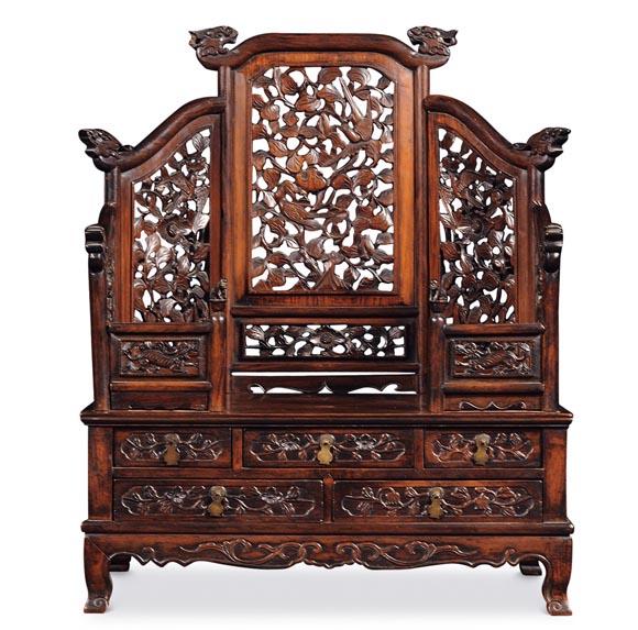 清朝早期黄花梨五屏式镜台