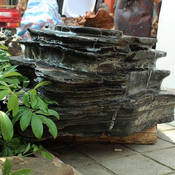 广西奇石观赏石 来宾水冲石茶台 步步高升yws1109