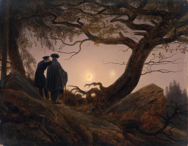 来自古德意志的浪漫玄思—大卫弗里德里希《两个望月的男人》